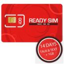 Ready SIM 14 Days Talk & Text + 1GB 14日間無制限米国内通話&世界中SMS + 1GBデータ通信 米国内専用SIMカード 5枚セット (並行輸入品の日本国内発送)